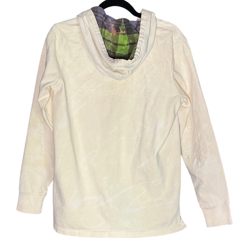 Rugby Ralph Lauren Crest Hoodie Shirt L Ivory Cotton Henley Preppy Vintage - Picture 2 of 7